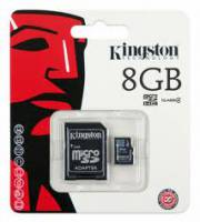Карта памяти Kingston microSD 8GB (4 class) с адаптером SD